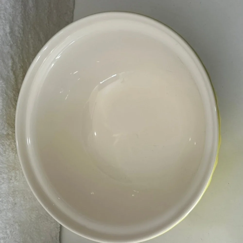 Mason Cash S12 Mixing Bowl Yellow Embossed Earthenware 11.5 Inch Made in England
